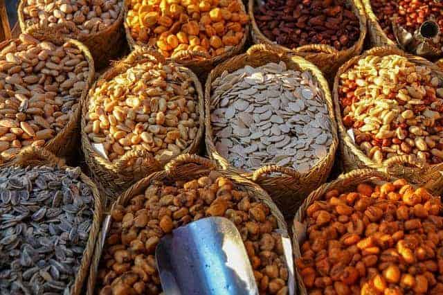 sementes e frutos de casca rija na dieta